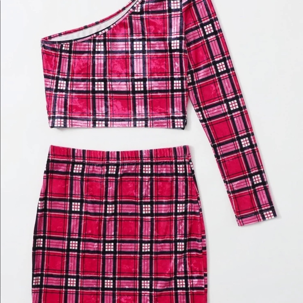Pink Plaid 2 piece set (New)